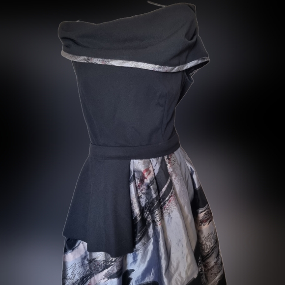 Bridgerton feel Elegant black asymmetric dress - Picture 3 of 6